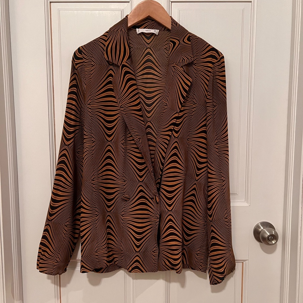 Mango Brown and Black Print Blazer
